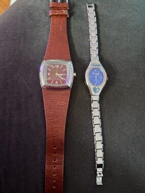 DKNY Watch with Brown Leather Strap and Silver MUDD Watch